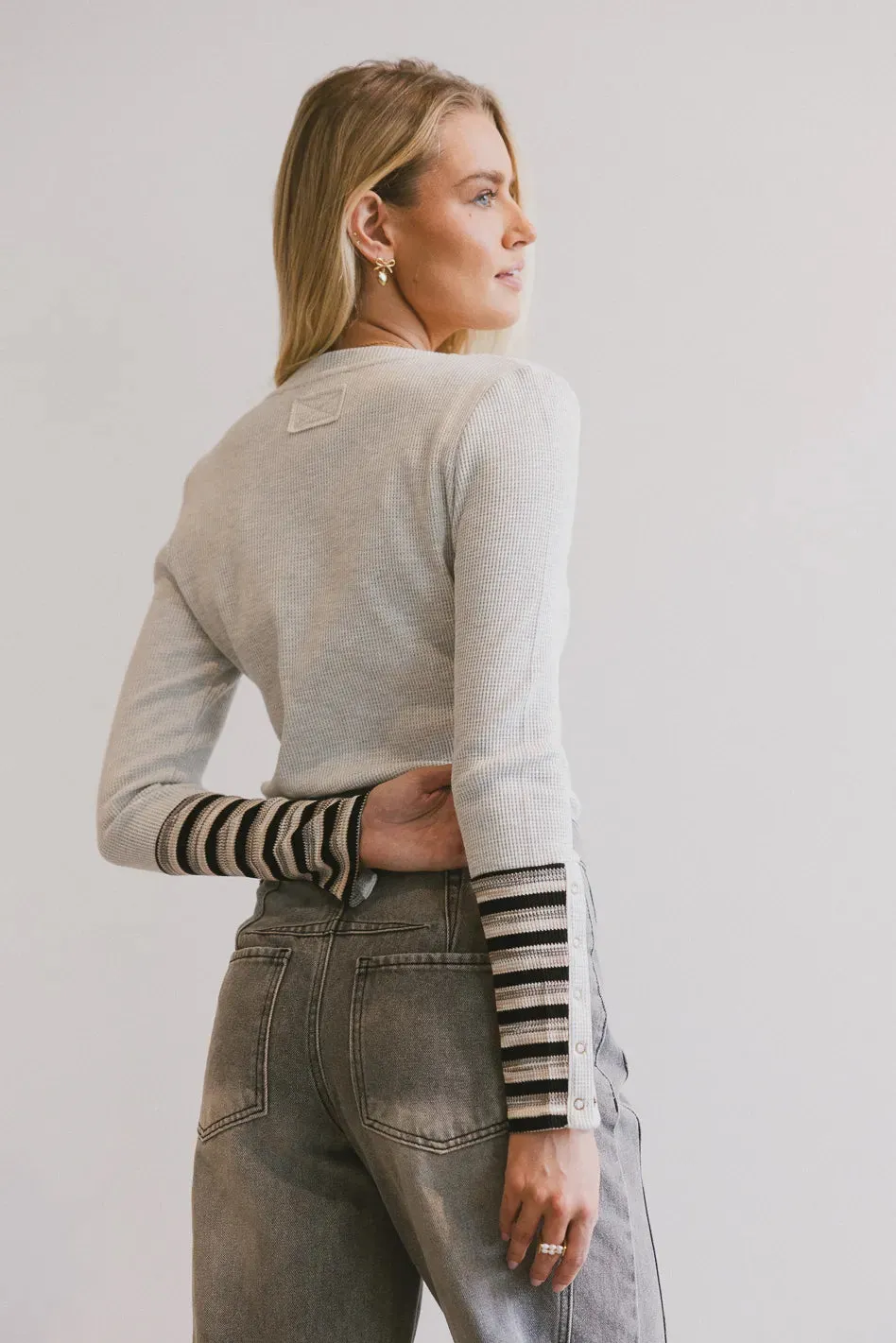 Ashton Waffle Knit Top in Grey sold by bohme product image thumbnail 5