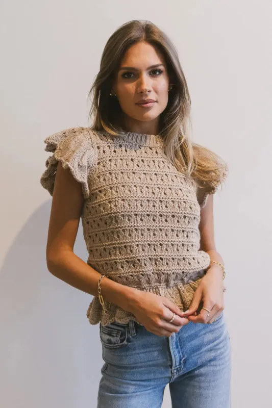 Shelly Ruffle Sweater in Natural - FINAL SALE sold by bohme