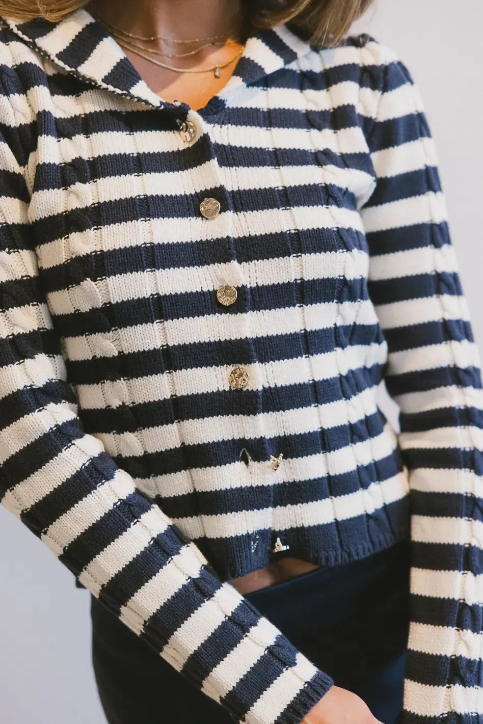 Blakley Cable Knit Sweater in Navy - FINAL SALE sold by bohme product image thumbnail 5