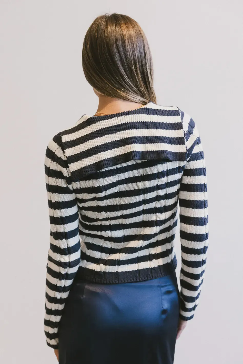 Blakley Cable Knit Sweater in Navy - FINAL SALE sold by bohme product image thumbnail 2