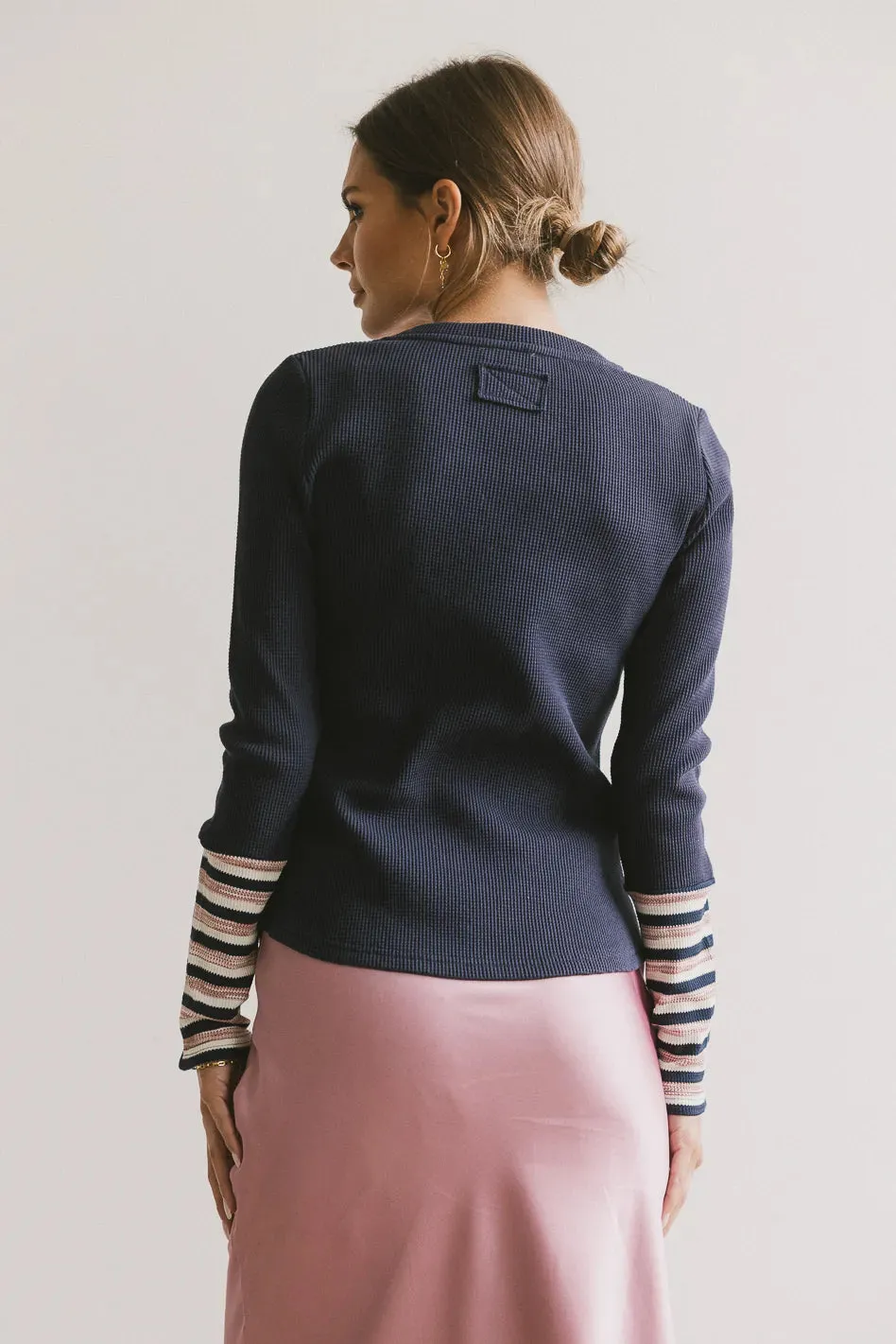 Ashton Waffle Knit Top in Navy sold by bohme product image thumbnail 4