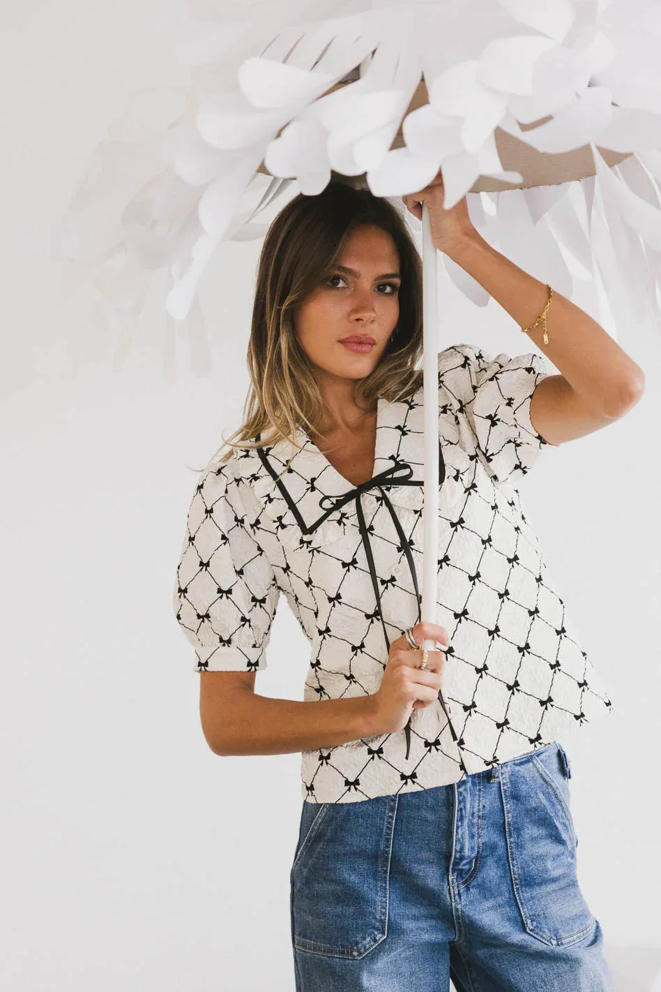 Maia Bow Collared Top - FINAL SALE sold by bohme product image thumbnail 2