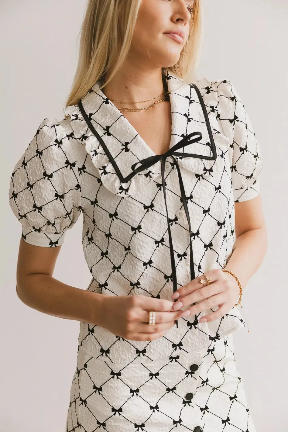 Maia Bow Collared Top - FINAL SALE sold by bohme