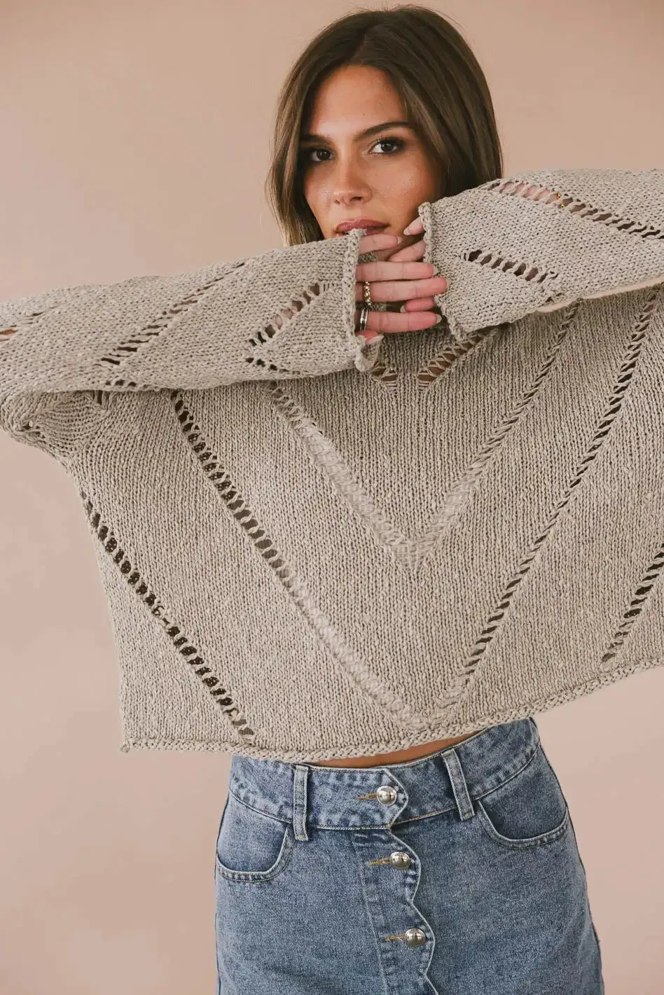 Breezy Knit Sweater in Taupe - FINAL SALE sold by bohme product image thumbnail 3