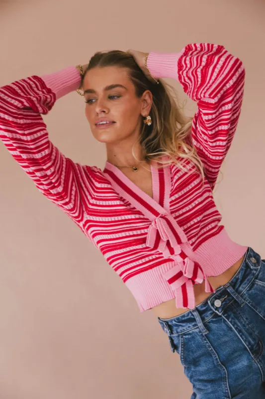 Kiara Striped Cardigan in Pink - FINAL SALE sold by bohme