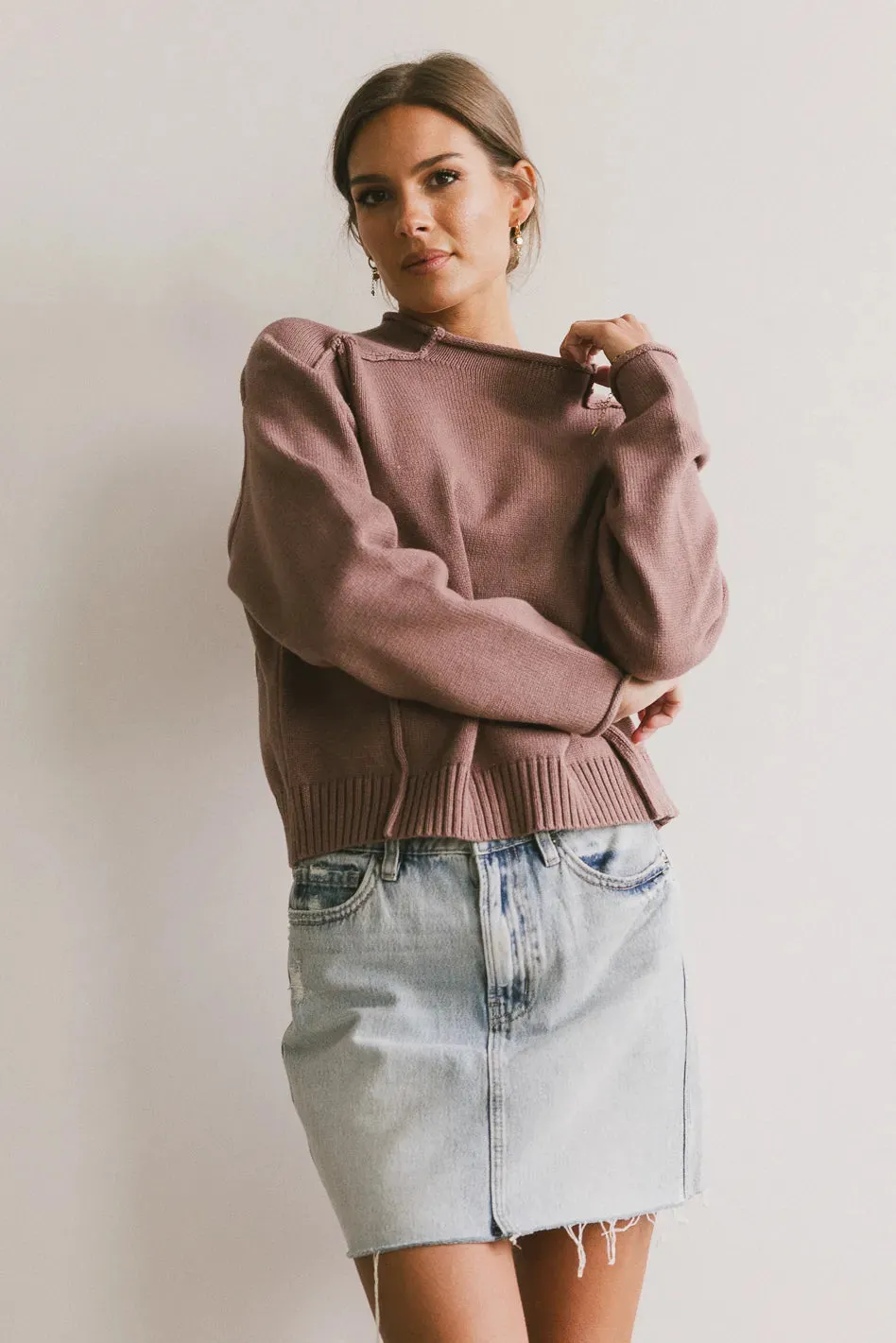 Leander Knit Sweater in Mauve - FINAL SALE sold by bohme product image thumbnail 5