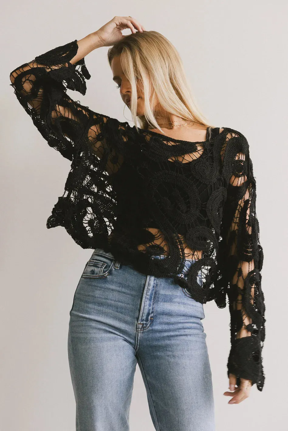 No Worries Crochet Top in Black - FINAL SALE sold by bohme