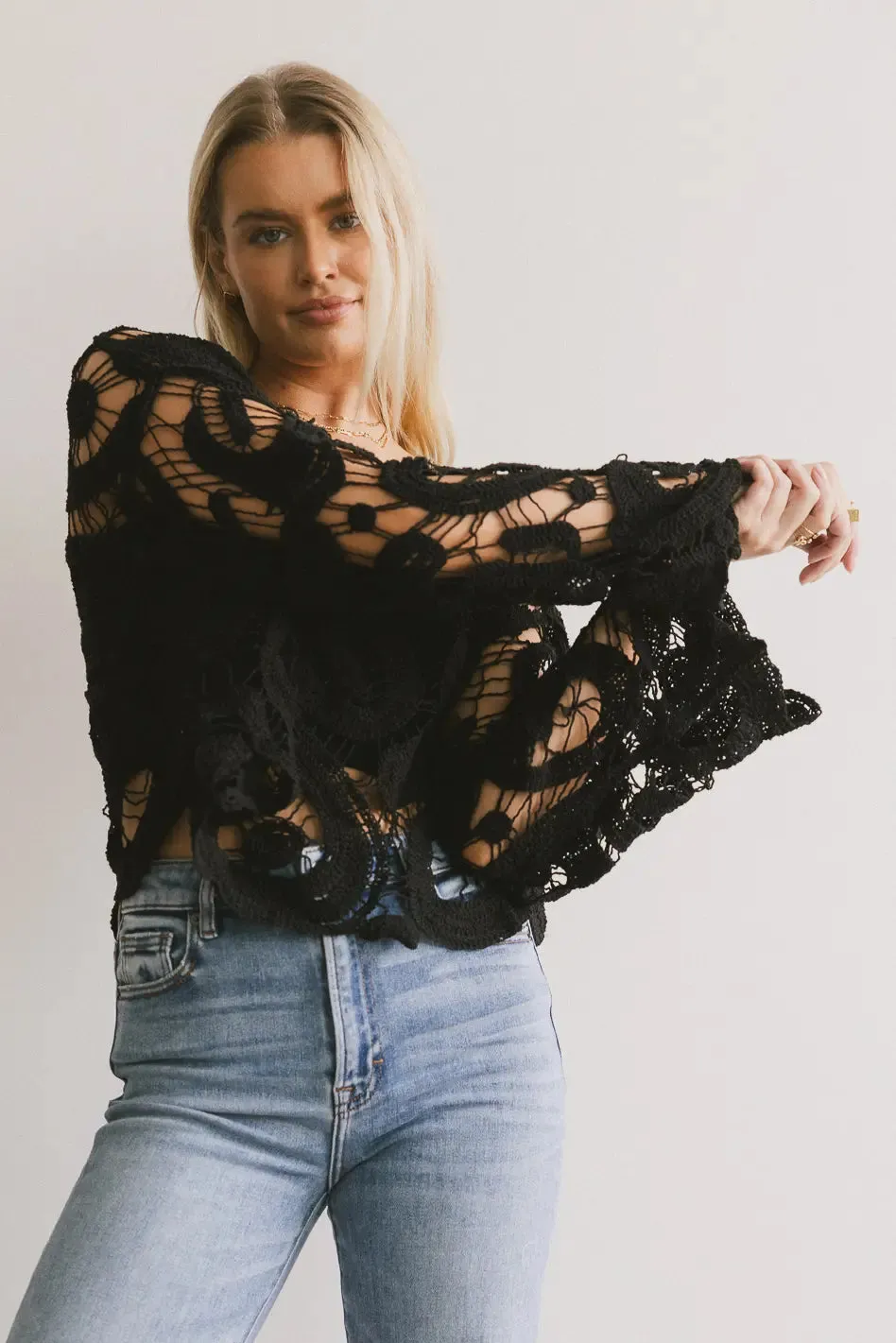 No Worries Crochet Top in Black - FINAL SALE sold by bohme product image thumbnail 5