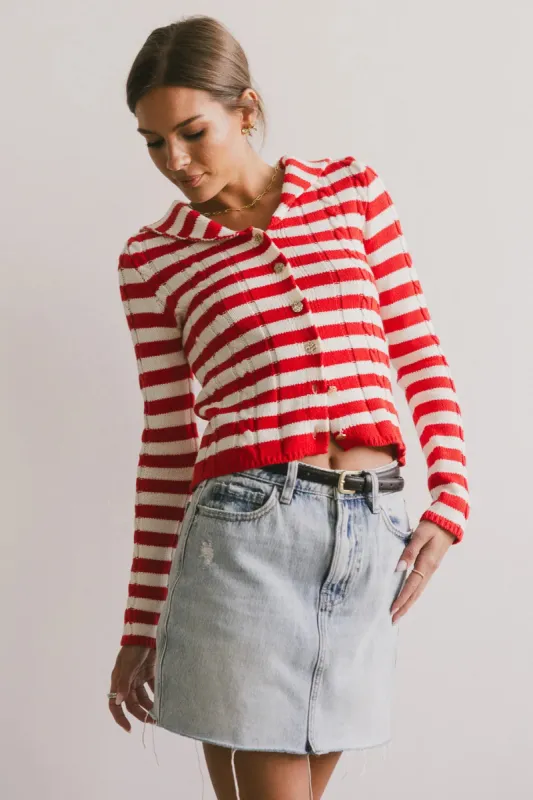 Blakley Cable Knit Sweater in Red - FINAL SALE sold by bohme
