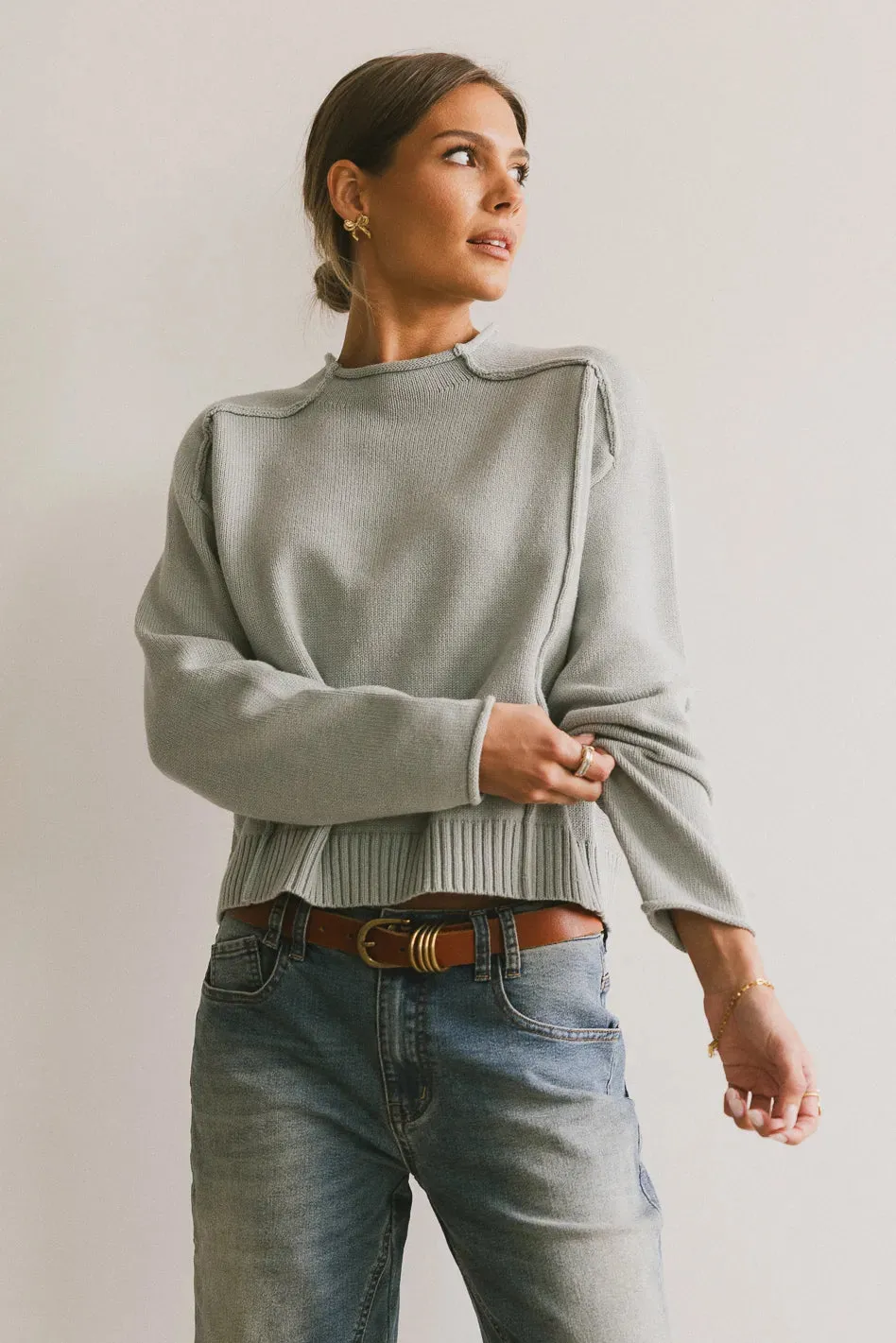Leander Knit Sweater in Dusty Blue - FINAL SALE sold by bohme product image thumbnail 2