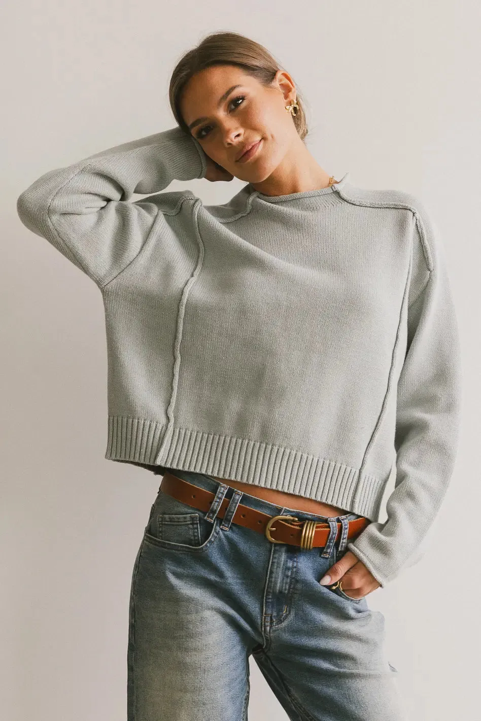 Leander Knit Sweater in Dusty Blue - FINAL SALE sold by bohme product image thumbnail 5
