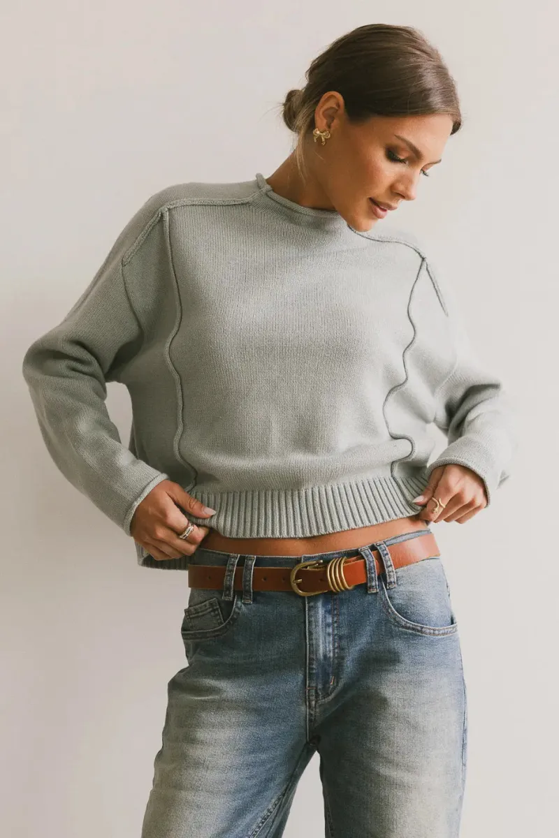 Leander Knit Sweater in Dusty Blue - FINAL SALE sold by bohme