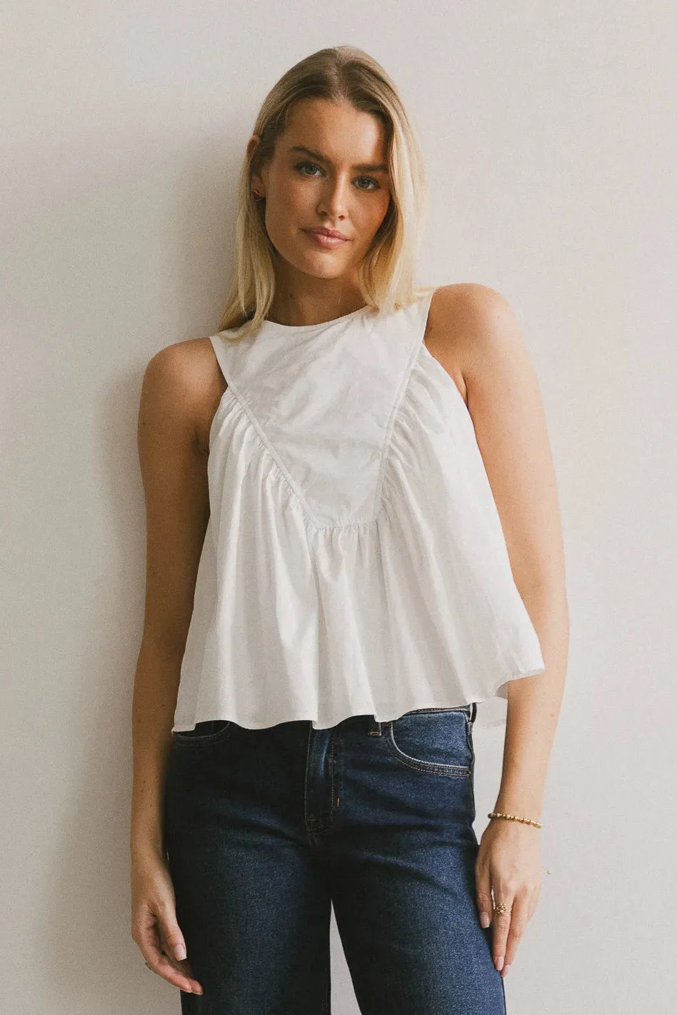 Anselle Swing Blouse in White sold by bohme