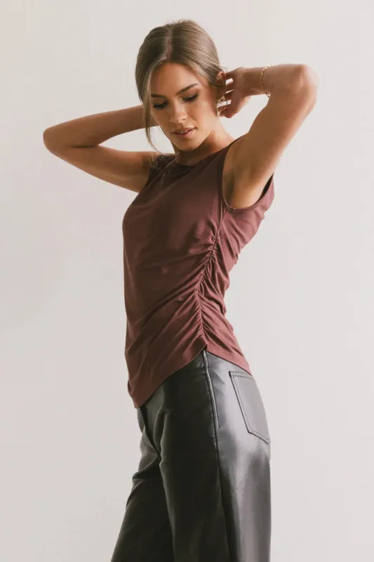 Daina Ruched Top in Brown - FINAL SALE sold by bohme
