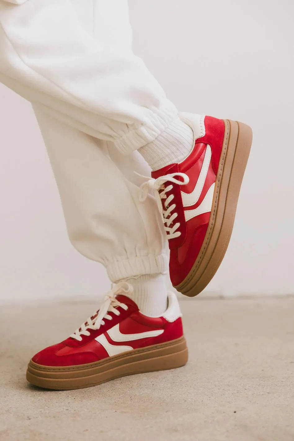 Steve Madden Dodge Platform Sneakers in Red sold by bohme