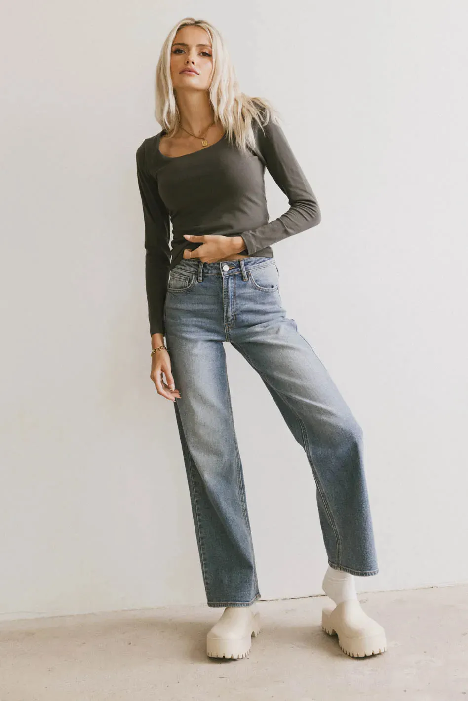 Polly Scoop Neck Top in Charcoal - FINAL SALE sold by bohme product image thumbnail 5