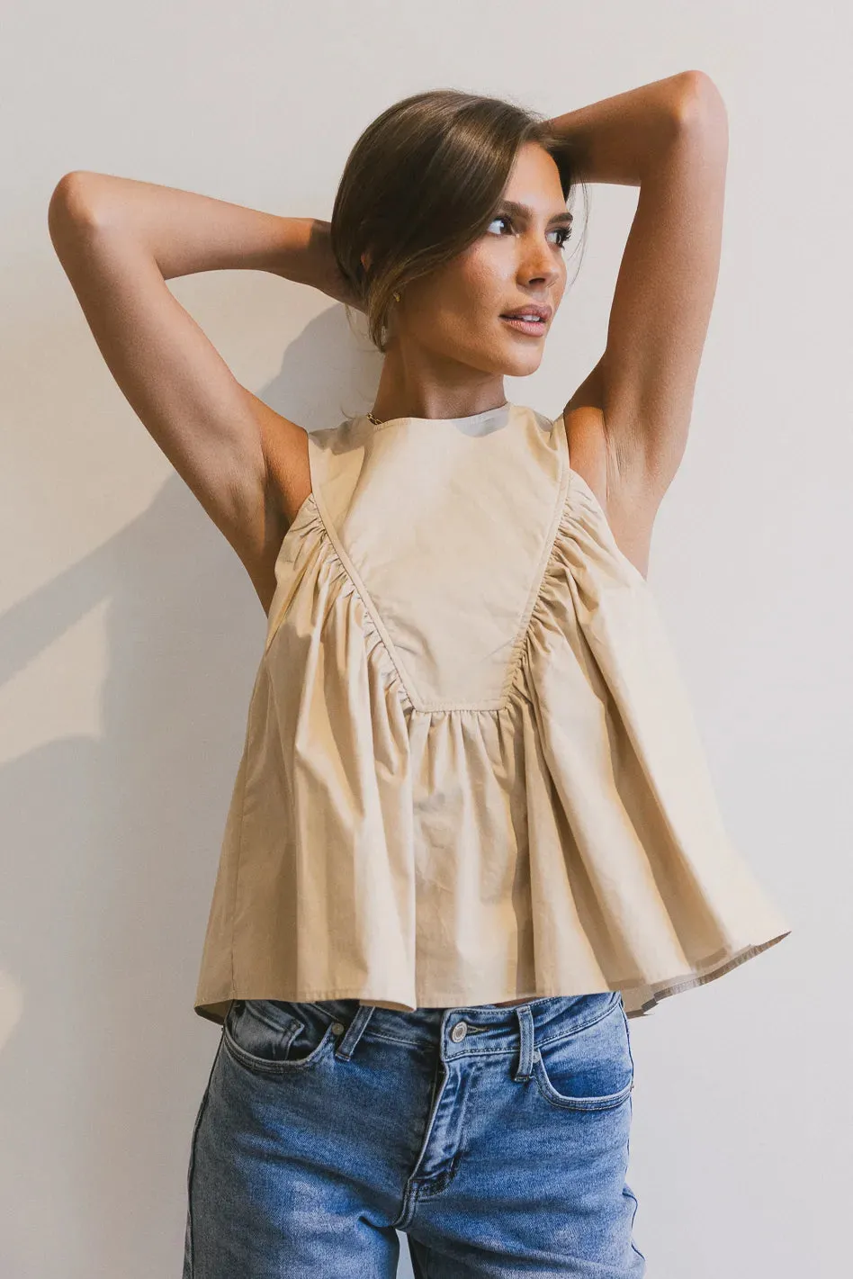 Anselle Swing Blouse in Taupe sold by bohme