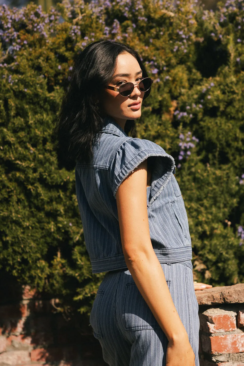 Jennie Denim Striped Button Up - FINAL SALE sold by bohme product image thumbnail 3