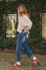 Ellis Waffle Knit Top in Light Grey sold by bohme