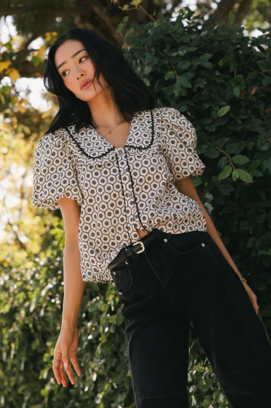 Tikoa Collared Floral Top sold by bohme
