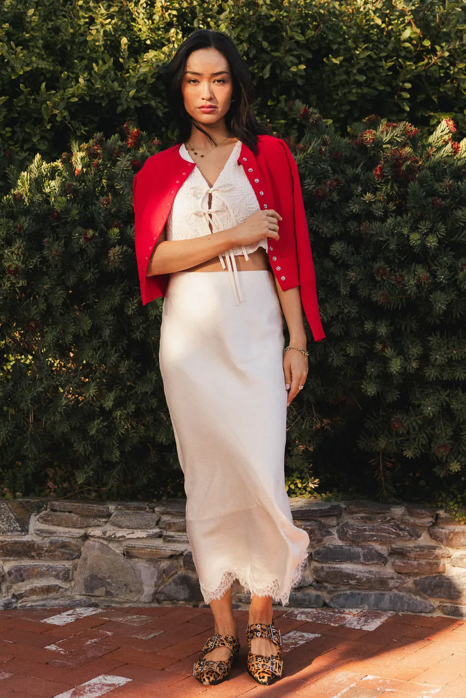 Julia Ribbed Cardigan in Red sold by bohme product image thumbnail 3