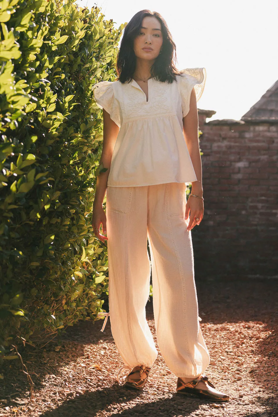 Avery Crinkle Joggers in Oatmeal - FINAL SALE sold by bohme