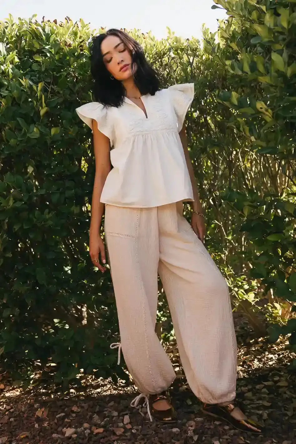 Avery Crinkle Joggers in Oatmeal - FINAL SALE sold by bohme product image thumbnail 4