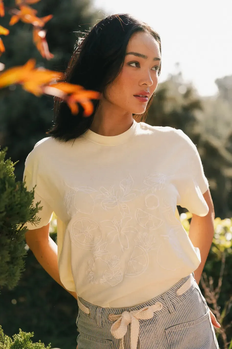 Citrus Embroidered Tee in Yellow - FINAL SALE sold by bohme product image thumbnail 3