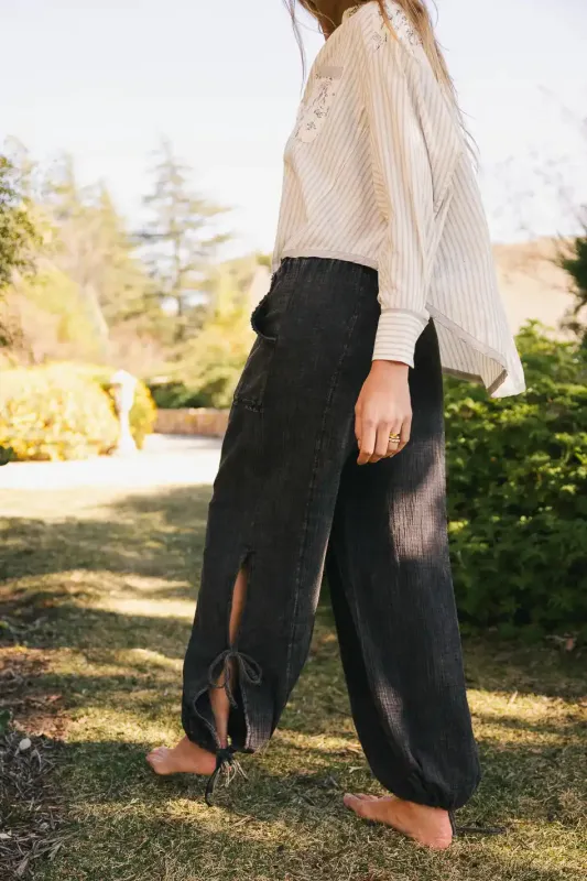 Avery Crinkle Joggers in Black sold by bohme