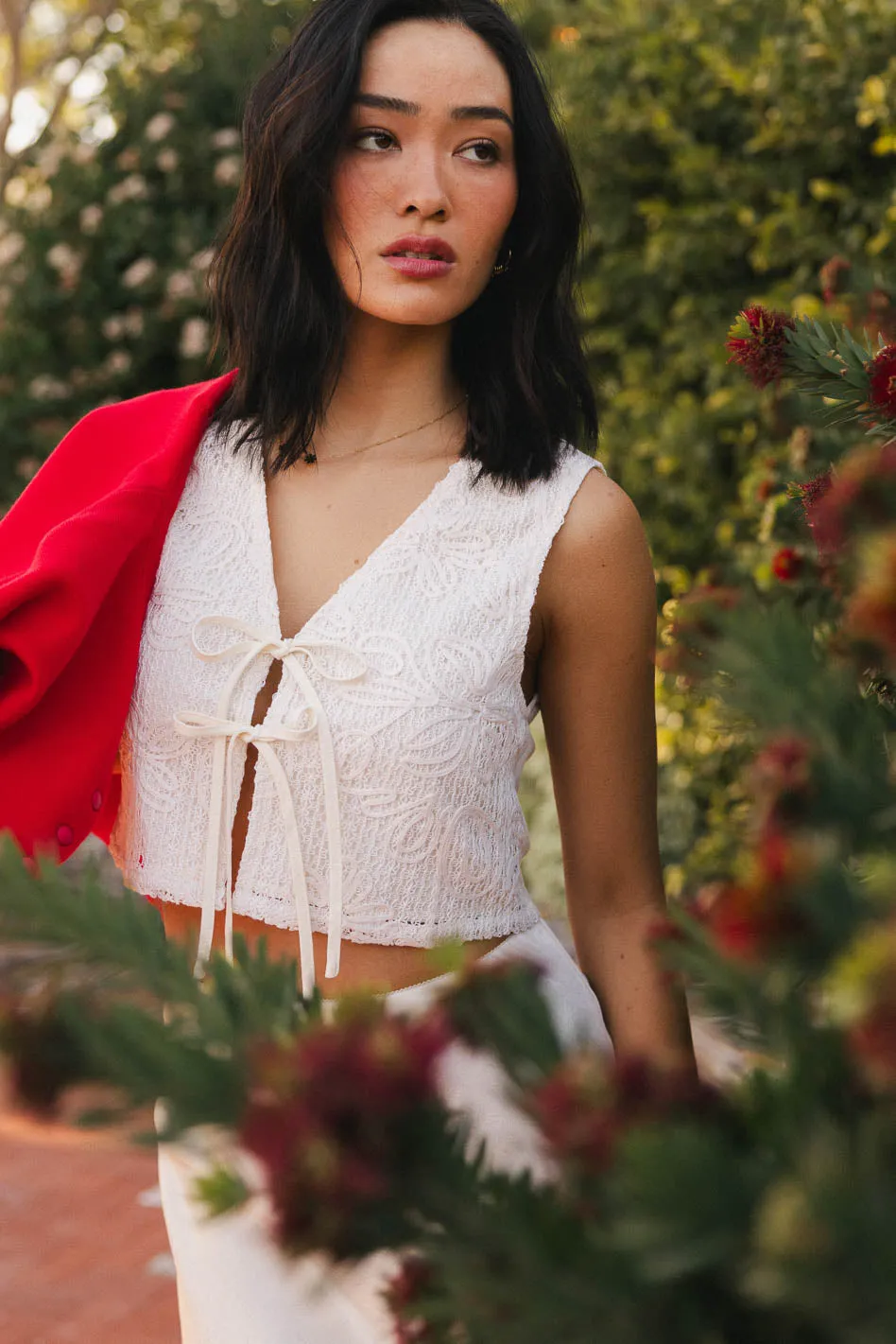 Annelise Embroidered Vest in Oatmeal - FINAL SALE sold by bohme