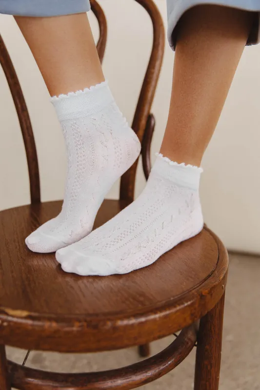 Cable Knit Ruffle Socks sold by bohme