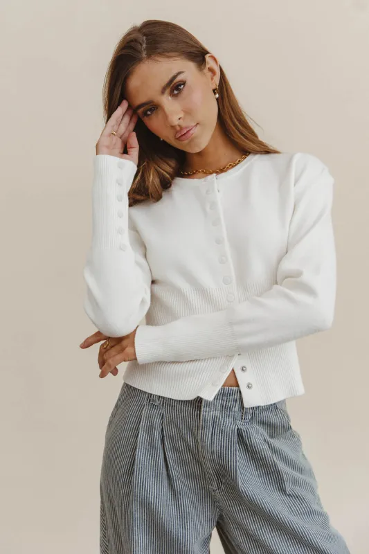 Julia Ribbed Cardigan in Cream - FINAL SALE sold by bohme