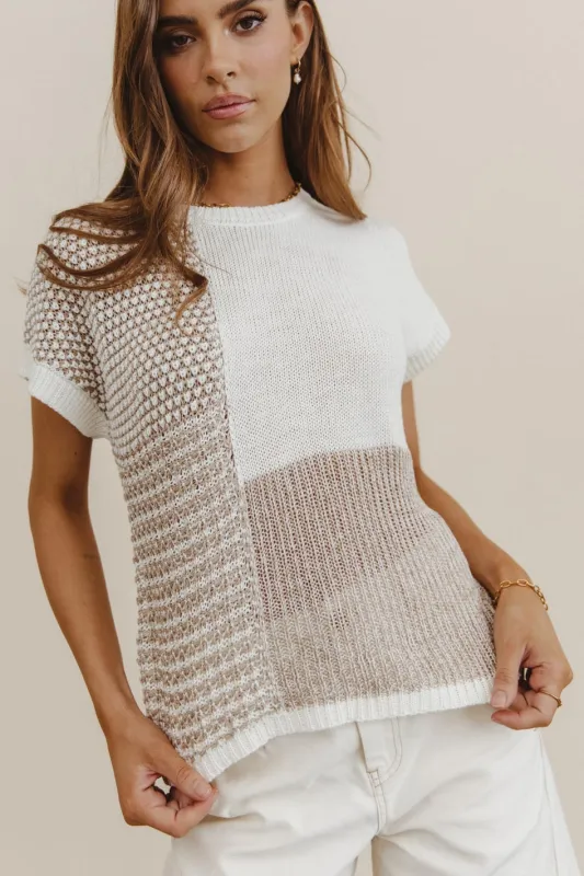 Bennie Colorblock Sweater in Taupe - FINAL SALE sold by bohme