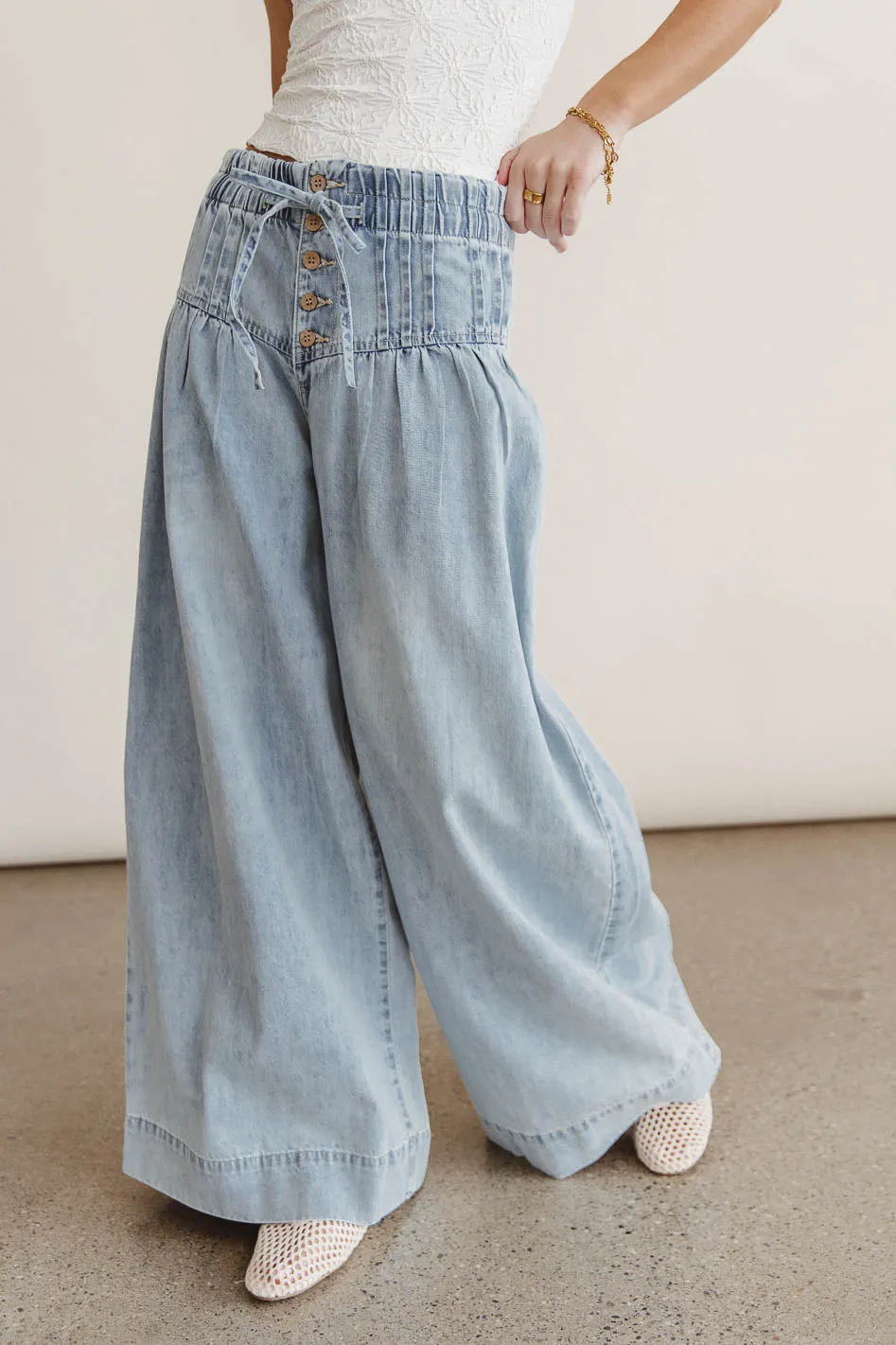 Melanie Wide Leg Pants in Light Wash sold by bohme