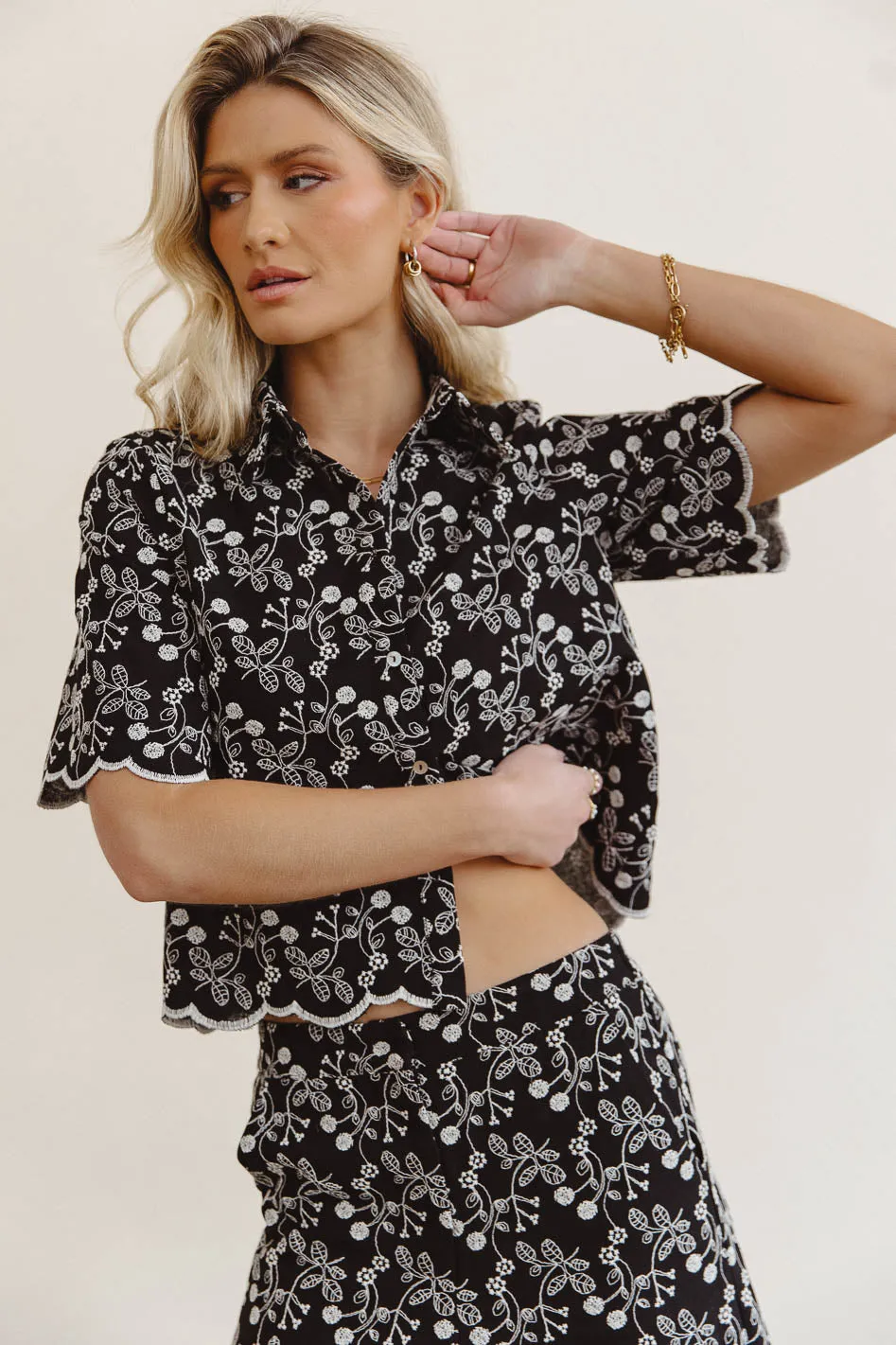 Perrie Floral Button Up in Black - FINAL SALE sold by bohme product image thumbnail 2