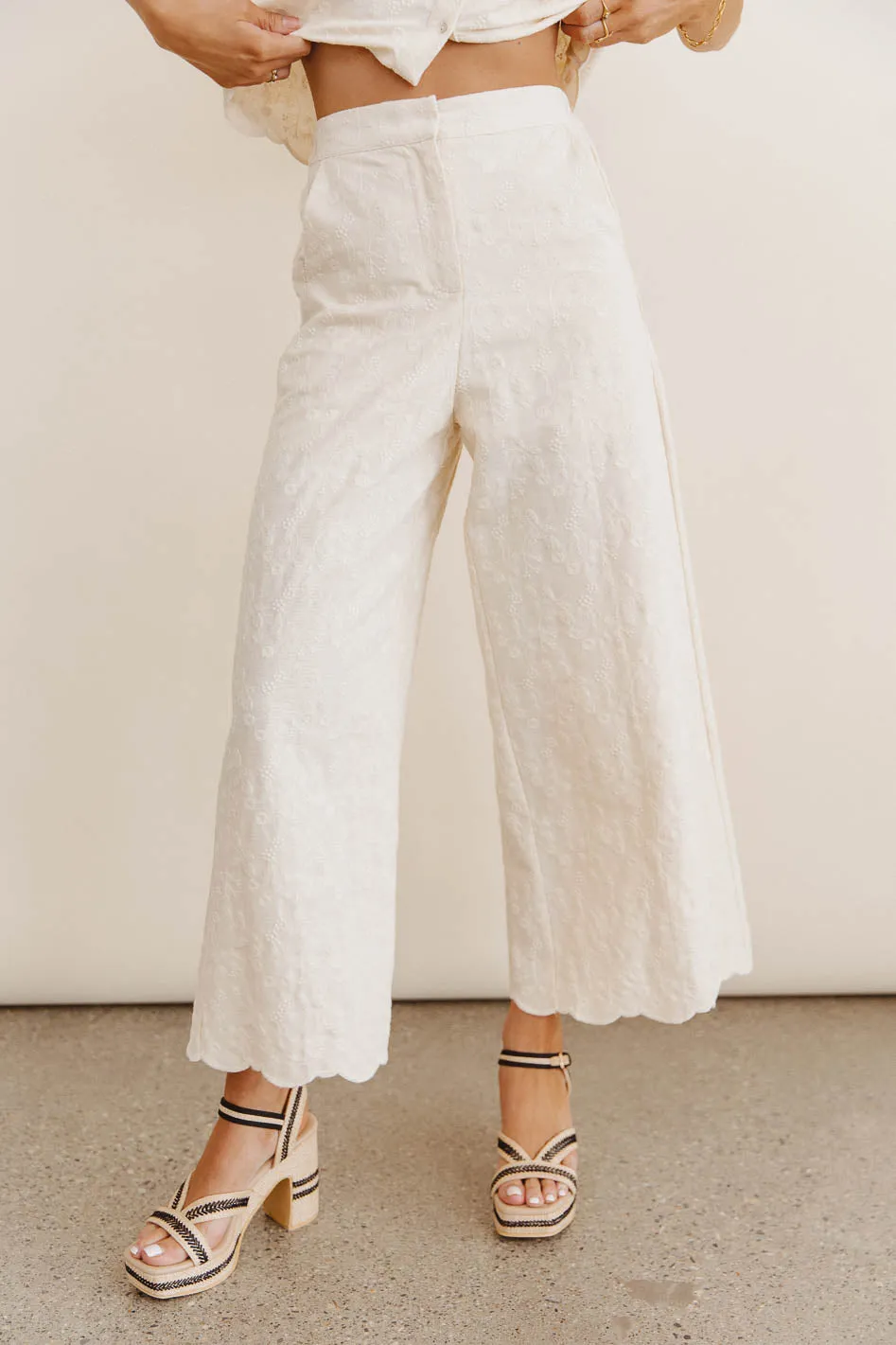 Perrie Floral Wide Leg Pants in Cream - FINAL SALE sold by bohme product image thumbnail 2