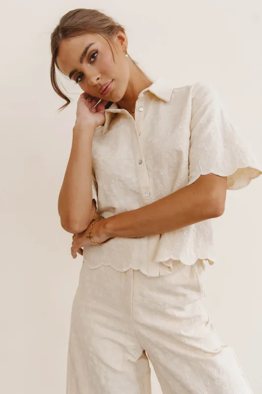 Perrie Floral Button Up in Cream - FINAL SALE sold by bohme