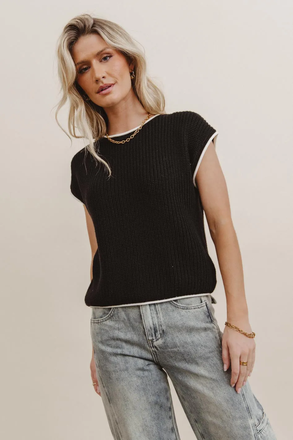 Harmony Contrast Sweater in Black - FINAL SALE sold by bohme product image thumbnail 5