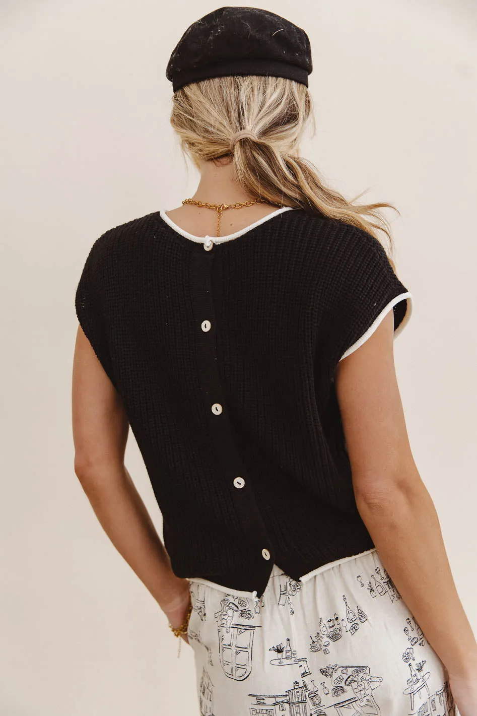 Harmony Contrast Sweater in Black - FINAL SALE sold by bohme product image thumbnail 2