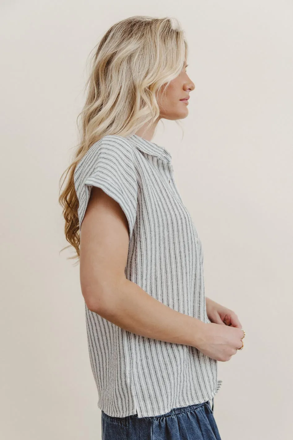 Markie Striped Button Up in Black - FINAL SALE sold by bohme product image thumbnail 4