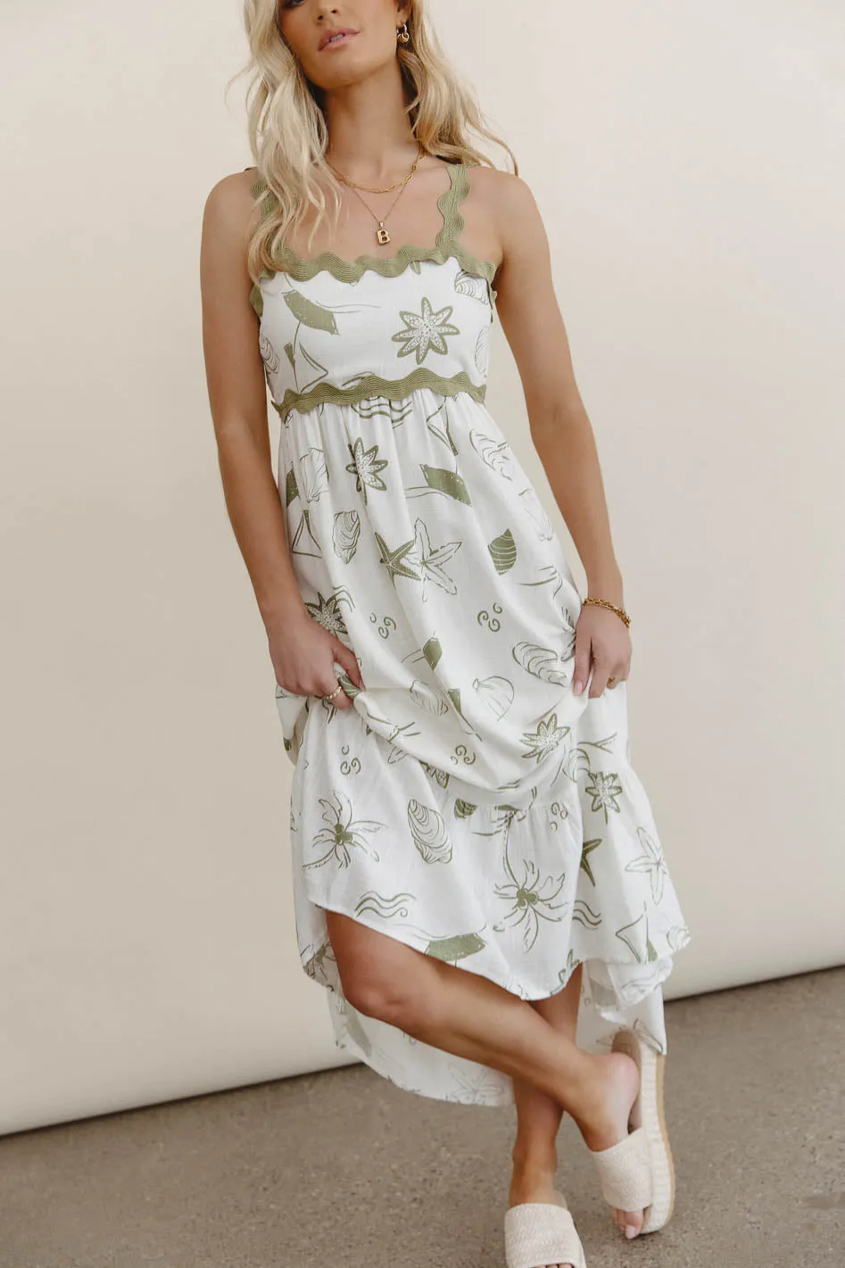 Lucy Sea Print Maxi Dress - FINAL SALE sold by bohme product image thumbnail 3