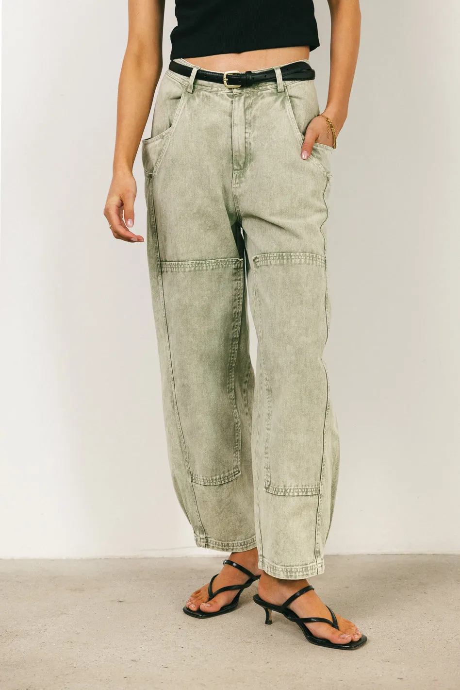 Angela Barrel Jeans in Olive - FINAL SALE sold by bohme