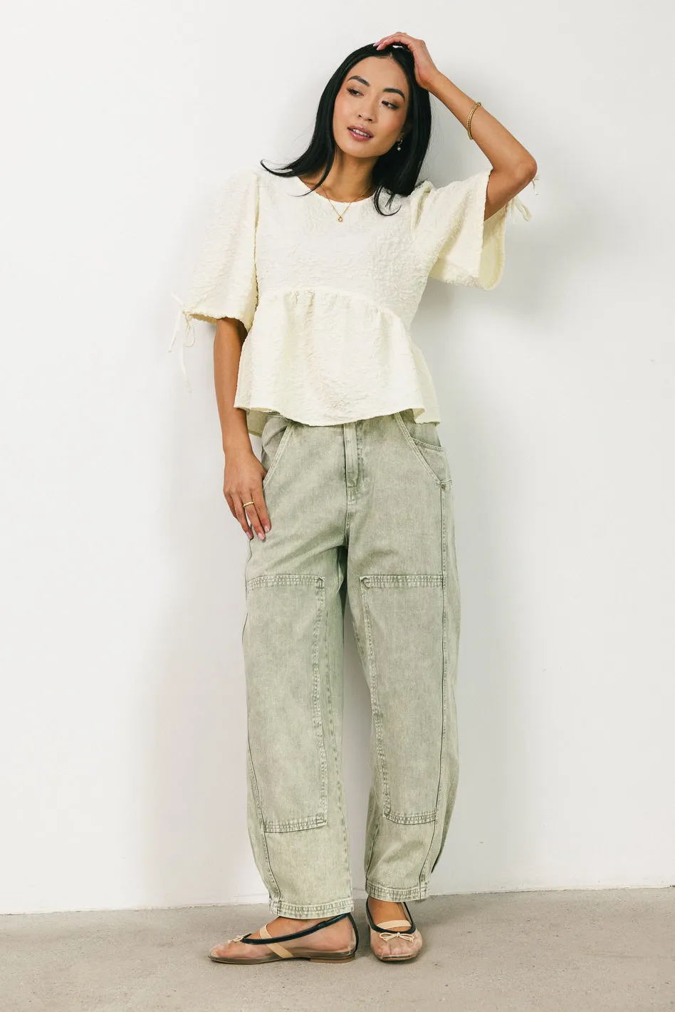 Angela Barrel Jeans in Olive - FINAL SALE sold by bohme product image thumbnail 3