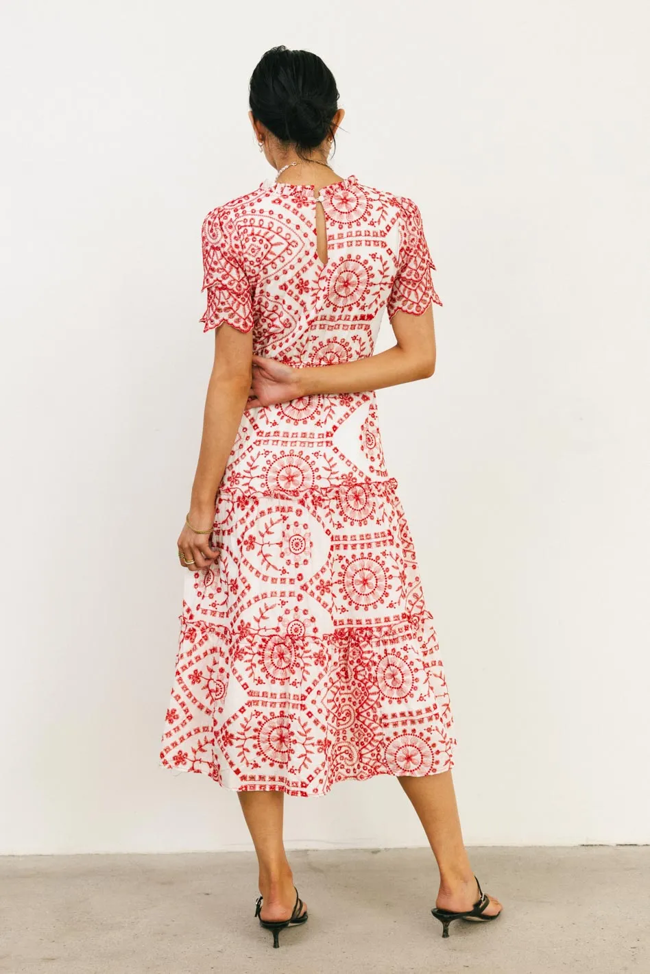 Alena Eyelet Lace Dress in Red - FINAL SALE sold by bohme product image thumbnail 3
