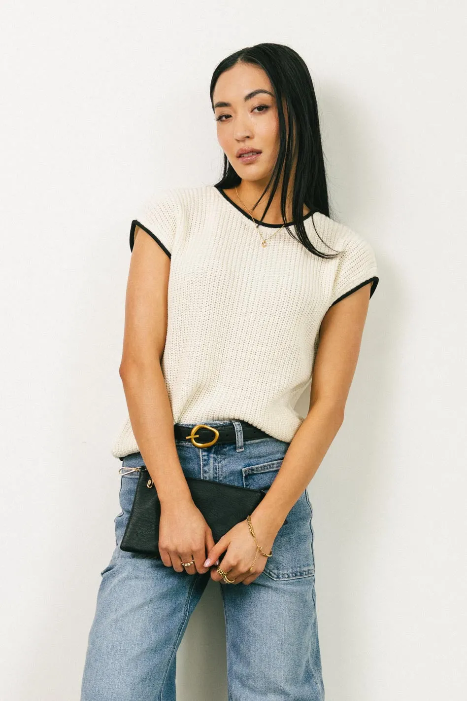 Harmony Contrast Sweater in Cream - FINAL SALE sold by bohme product image thumbnail 2