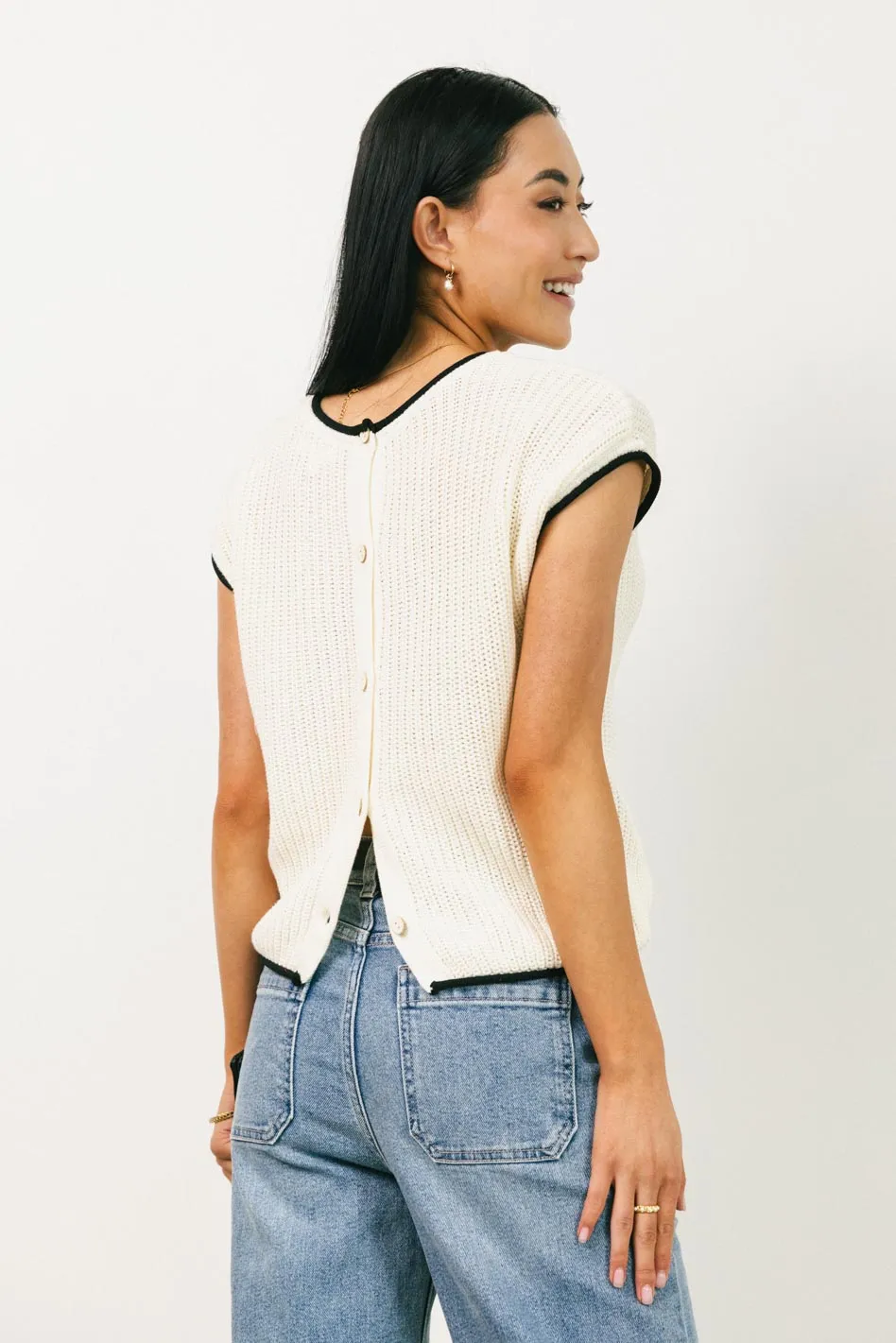 Harmony Contrast Sweater in Cream - FINAL SALE sold by bohme