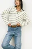 Franny Striped Grommet Top in Olive - FINAL SALE sold by bohme