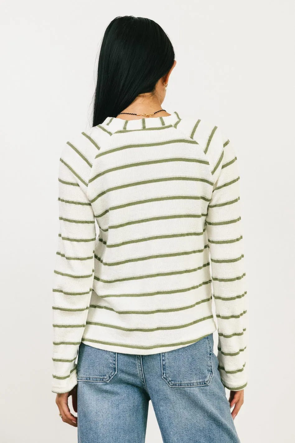 Franny Striped Grommet Top in Olive - FINAL SALE sold by bohme product image thumbnail 4