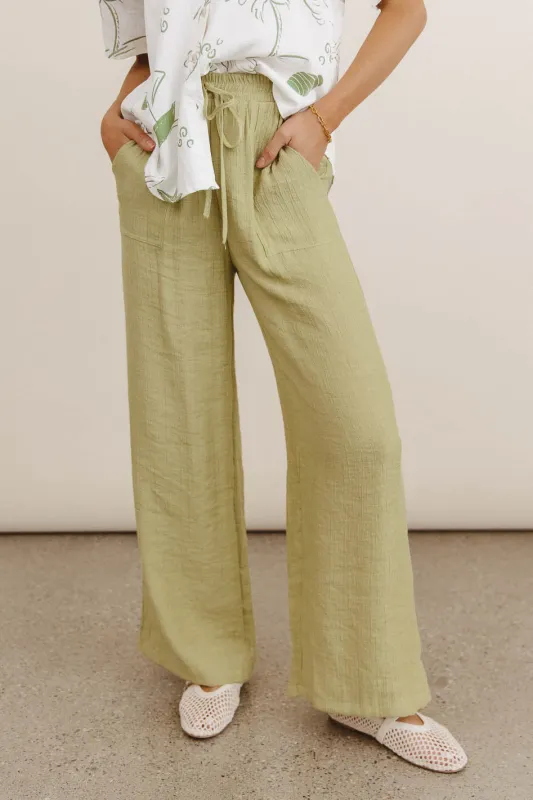 Debbie Wide Leg Pants in Green - FINAL SALE sold by bohme