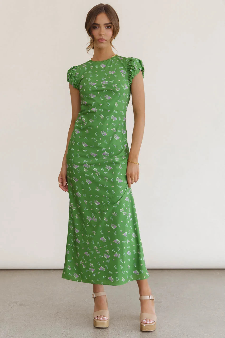 Ellianna Floral Maxi Dress in Green sold by bohme product image thumbnail 4